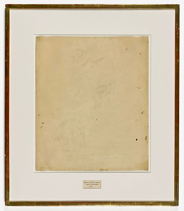 4. Robert Rauschenberg, Erased de Kooning Drawing, 1953