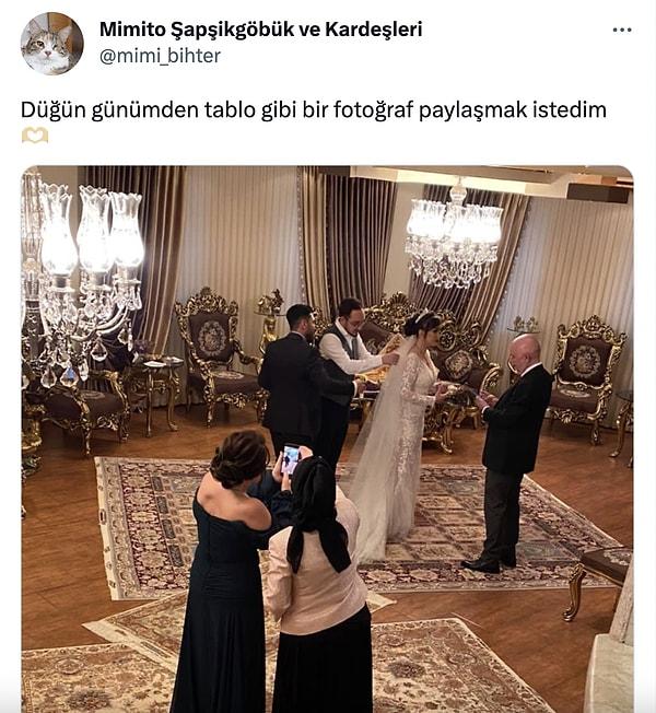 @mimi_bihter isimli bir Twitter kullanıcısı, düğününden bir fotoğrafı paylaşınca sosyal medyanın gündemine bomba gibi düştü.
