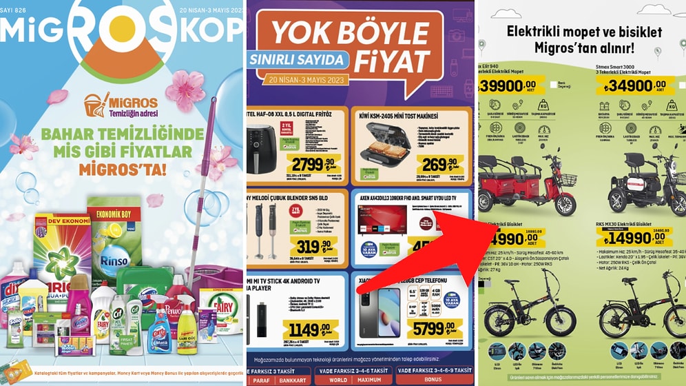 Migros'a Elektrikli Mopet ve Bisiklet Geliyor! 20 Nisan - 3 Mayıs 2023 Migroskop Kataloğu