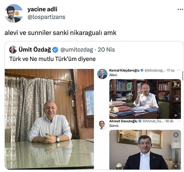 4. Kılıçdaroğlu'nun Alevi videosuna Davutoğlu Sünni başlıklı bir videoyla destek verdi. Ümit Özdağ da buna tepki gösterdi. Bu tepkiye de tepkiler vardı.