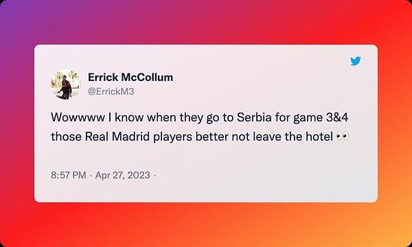 Yaşananlar hakkında yorum yapan Errick McCollum, Real Madridli basketbolcuların otellerinden ayrılmamaları gerektiğini söyledi.