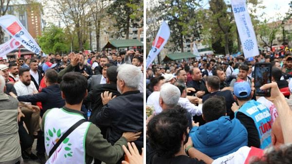 Dün Gaziantep'teki 1 Mayıs kutlamaları sırasında yaşanan arbede objektiflere yansımıştı.