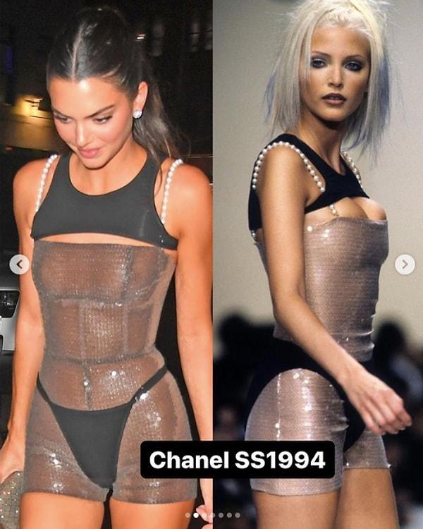 Chanel’in SS1994 koleksiyonundan bir kıyafet seçen Kendall'ın transparan stilini Akalın pek beğenmemiş olsa gerek...