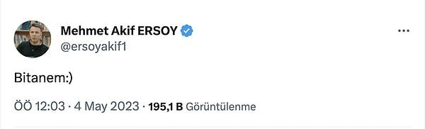 Soylu'nun "bir tanem" hitabından sonra Mehmet Akif Ersoy kendi hesabından bu tweet'i attı 👇