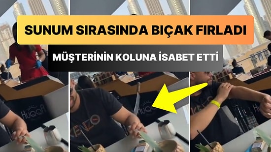 Yemek Sunumu Yapan Garsonun Elinden Fırlayan Bıçak Müşterinin Koluna İsabet Etti