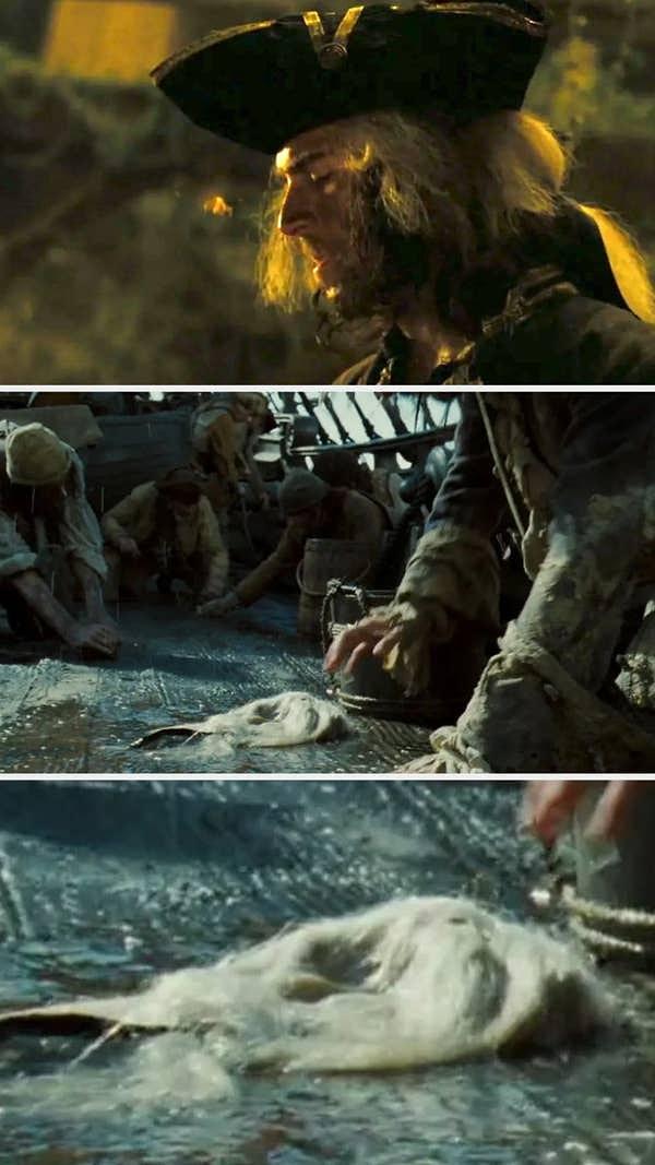 10. Karayip Korsanları: Ölü Adamın Sandığı (2006) filminde Norrington siyah inciyi temizlemek için eski peruğunu kullanıyor!