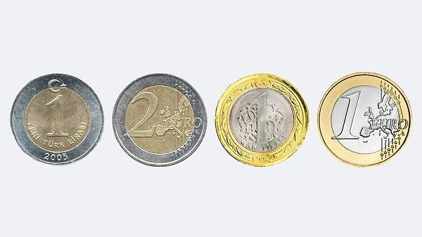 Güncel 1 TL'ye 1 Euro çok benzerken, eski 1 YTL şu anki 2 Euro ile aşırı benzer durumda.
