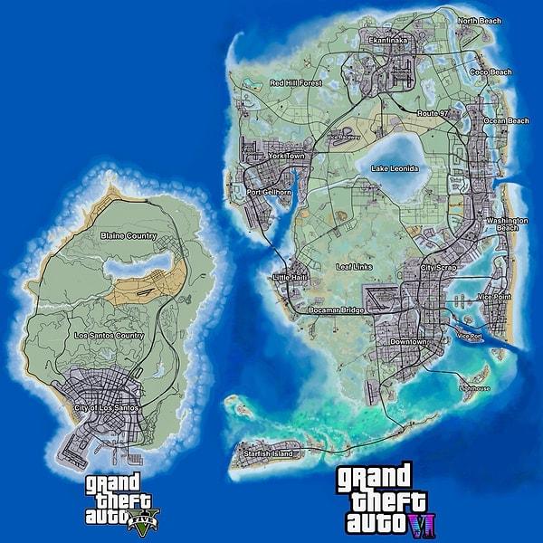 GTA 6 hakkındaki en büyük sızıntılardan biri de oyuna ait olduğu iddia edilen bu harita oldu.