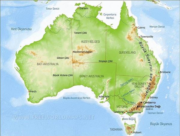 9. Avustralya, Ay'dan daha geniştir.