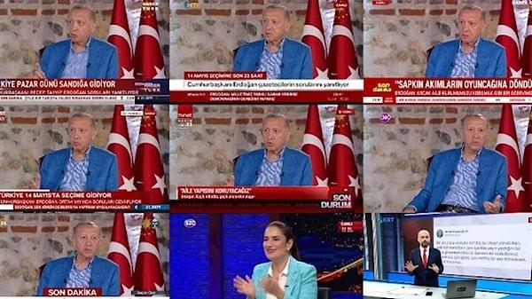 Cumhur İttifakı Cumhurbaşkanı Adayı, Cumhurbaşkanı ve AK Parti Genel Başkanı Recep Tayyip Erdoğan, 20'den fazla kanalın canlı yayınına çıkarak gündeme ilişkin açıklamalarda bulundu.