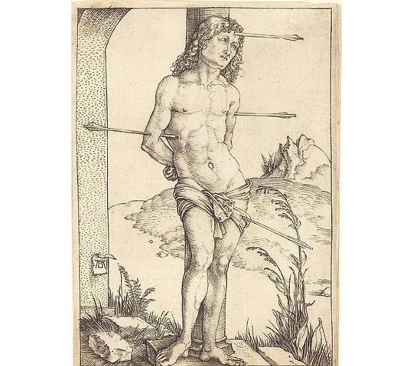 Bazı durumlarda, Albrecht Dürer gibi büyük bir sanatçının ellerinde bile, oklarla vurulmuş sakin görünümlü bir adamın görüntüsü oldukça eğlenceli olabilir.