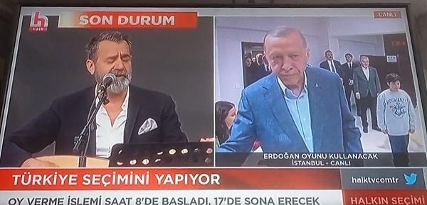 Bugün gerçekleşen Cumhurbaşkanlığı ve 28. dönem milletvekilleri seçimleri nedeniyle tüm yurtta vatandaşlar oy vermeye gitti. Erdoğan da oyunu İstanbul'da kullandı. O anlarda ise Halk Tv, 'Elveda' şarkısını çaldı.