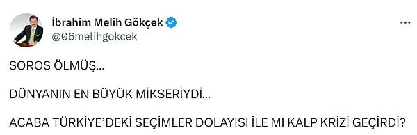 Ankara eski Büyükşehir Belediye Başkanı Melih Gökçek de kendi üslubuyla yorum yapmadan geçemedi.