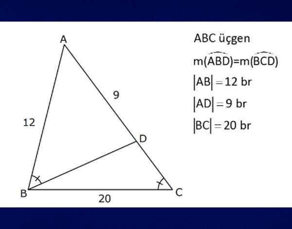1. Verilen bilgilere göre BDC üçgeninin çevresi kaç br'dir?