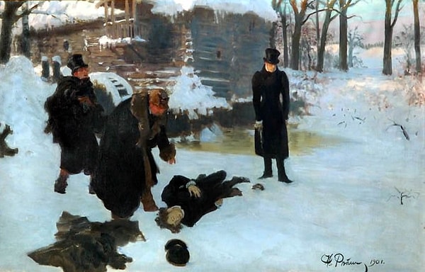 2. Из-за кого произошла дуэль в романе А. С. Пушкина «Евгений Онегин»?