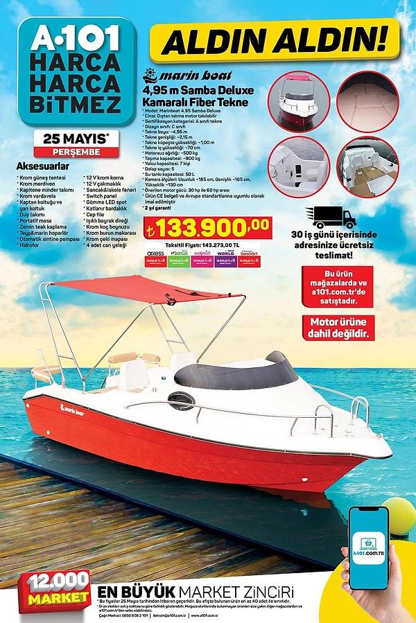 Marin Boat 4,95m Samba Deluxe Kamaralı Fiber Tekne 133.900 TL