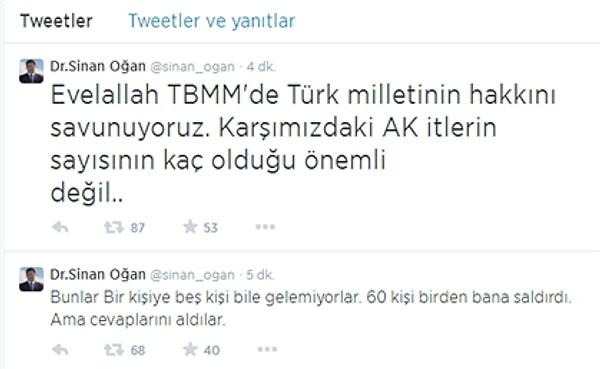 En çok da kavgadan sonra Sinan Oğan'ın attığı bu tweet AK Parti cephesi tarafından büyük tepkiyle karşılandı.
