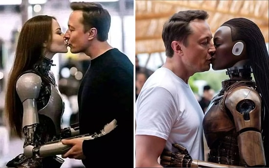 Загадочное фото, на котором Элон Маск целует робота, озадачил интернет – но все не так, как кажется