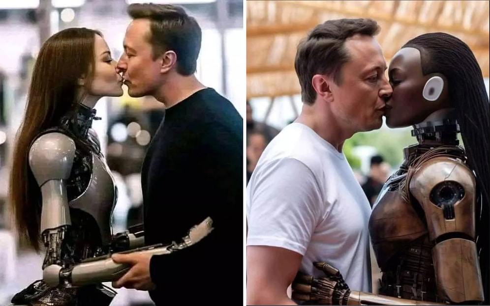 Загадочное фото, на котором Элон Маск целует робота, озадачил интернет – но все не так, как кажется