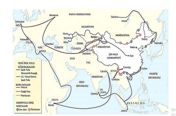 Kara bağlantısının Çin'den başlayarak Moğolistan ve Kazakistan’dan geçer ardından da Rusya ve İran kollarından ayrılarak Avrupa’ya ulaşması planlanmakta.