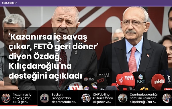 Söz konusu haberlerde Özdağ'ın "Kılıçdaroğlu kazanırsa iç savaş çıkar" sözlerine atıf yapıldı ⬇️