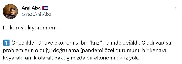 Değerlendirmesine başlarken, aslında hem teorik hem de pratikte bir kriz olmadığını belirten Aba, hissedilen sorunların da ağırlıklı büyükşehir ve beyaz sorunları olduğunu belirtti.