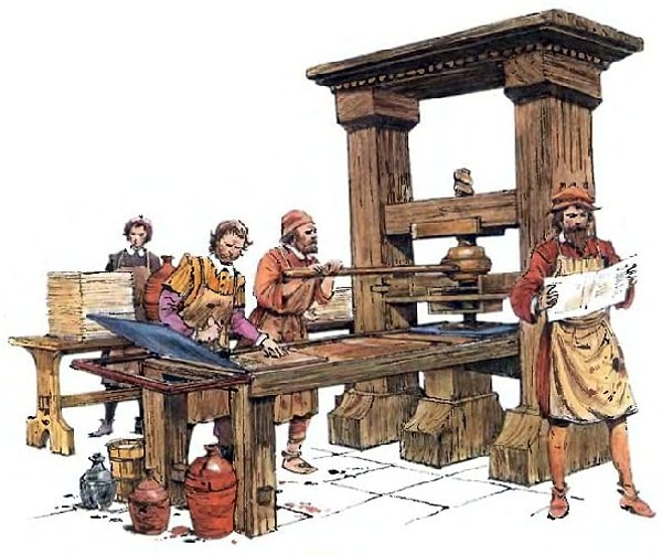 1. Кто разработал первый печатный станок?