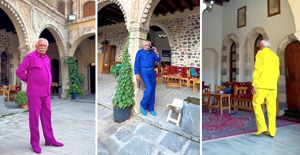 Yaklaşık 10 yıldır rengarenk kıyafetler giyen Aziz Serim, yaşadığı bölgede olduğu kadar tüm Türkiye'de de ünlü.