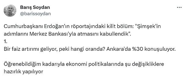 Ekonomi gazetecisi Barış Soydan, Erdoğan'ın açıklamalarını maddeler halinde yorumladı.