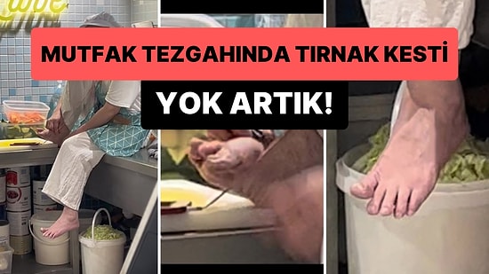 Restoran Mutfağındaki Tezgah Üzerinde Ayak Tırnaklarını Kesen Kadının Mide Bulandıran Görüntüleri
