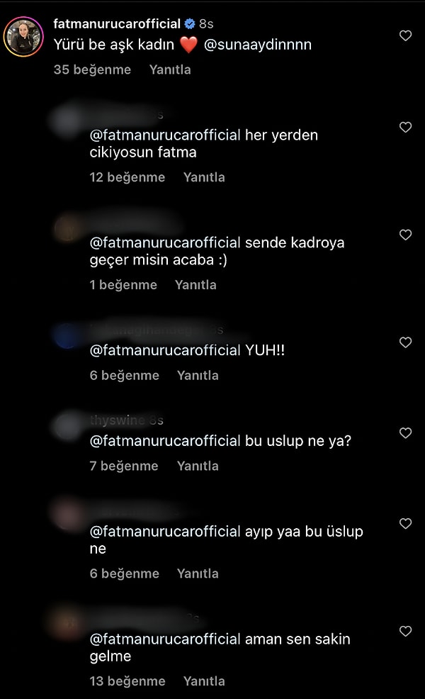 O yorumlardan bazıları: