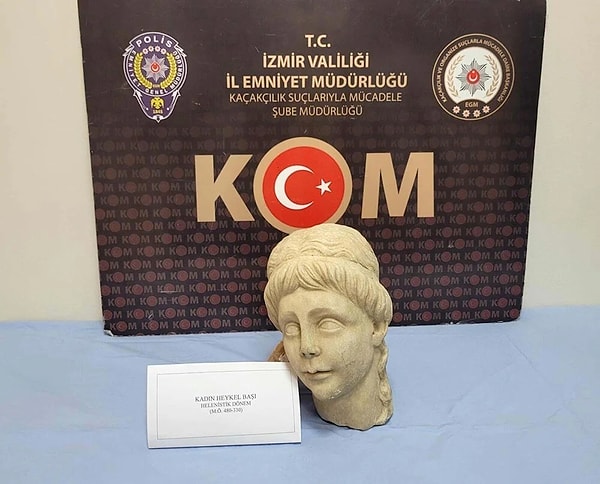 Heykel, incelenmek üzere İzmir Arkeoloji Müzesi'ne teslim edildi.