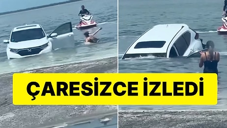 Otomobili Saniyeler İçinde Yok Oldu! Sadece Denize Yakın Park Etmek İstemişti