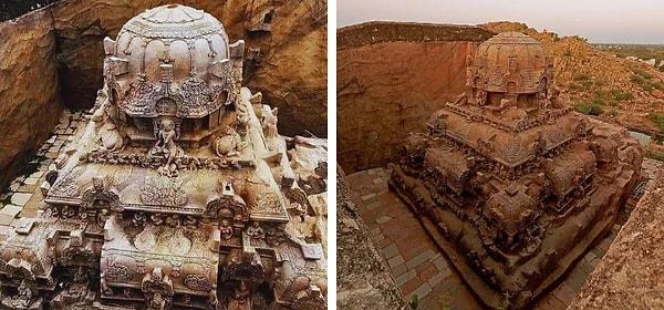 3. İddia: Hindistan'da bulunan fotoğraftaki tapınak tek bir kayadan oyulmuş ve 5 bin yıllık.