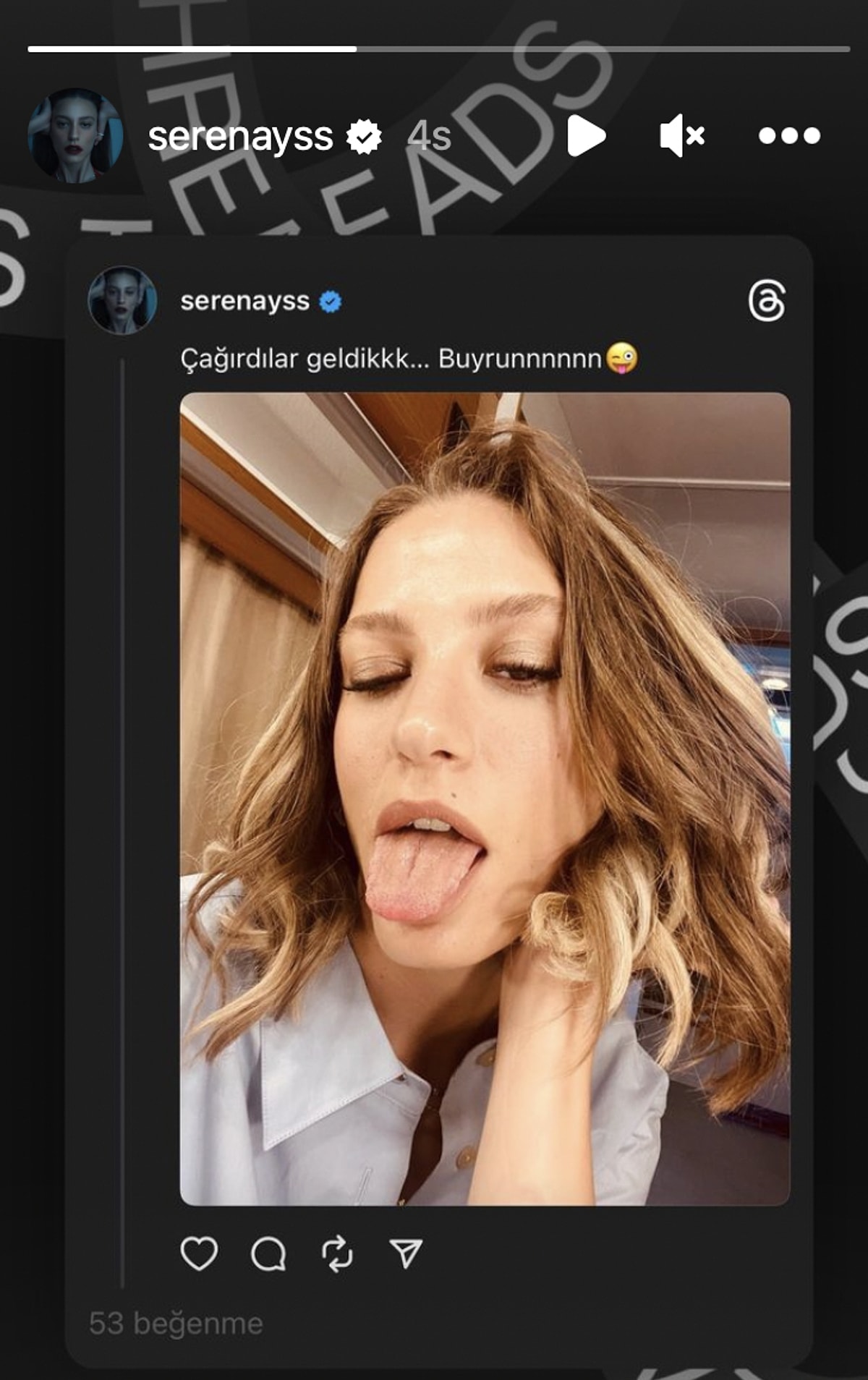 3. Serenay Sarıkaya, çok konuşulan Threads uygulamasına katıldı. 