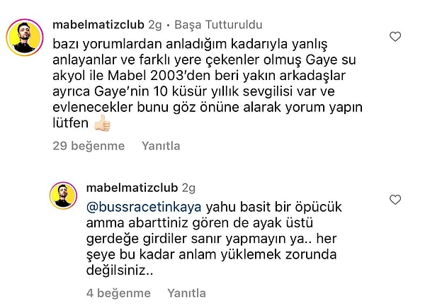 Mabel Matiz'in hayran hesabı ikilinin çok uzun zamandır arkadaş olduğunu ve Akyol'un sevgilisinin olduğunu söyledi.