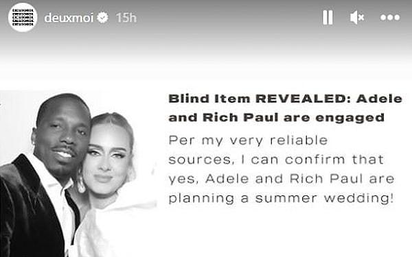 Bu senenin başlarında Adele'in Rich Paul ile nişanlandığı iddia edilmişti.