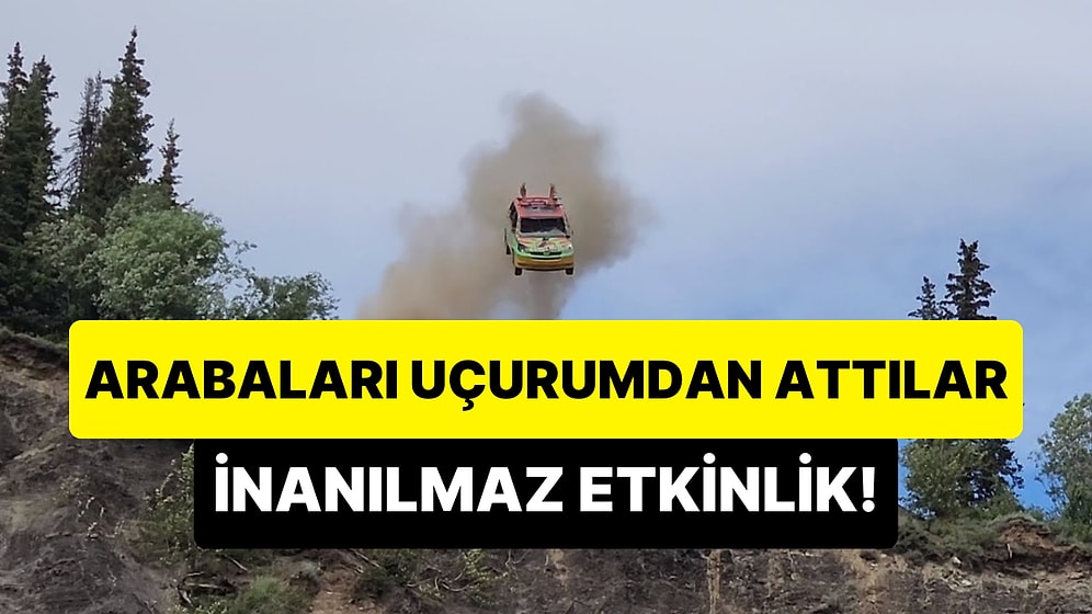 Uçurumdan Fırlatılan Arabaları Büyük Bir Keyifle İzleyen İnsanların Aşırı Eğlenceli Aktivitesi
