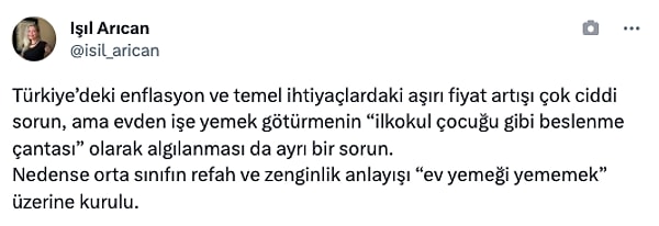 "Nedense orta sınıfın refah ve zenginlik anlayışı “ev yemeği yememek” üzerine kurulu."