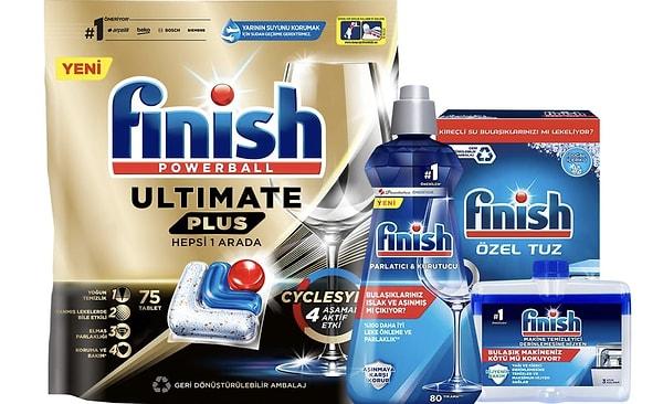 Finish Ultimate Plus 75 Kapsül Bulaşık Makinesi Deterjanı Tableti + Temizlik ve Bakım Seti