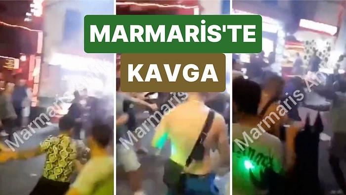 Marmaris'te Barlar Sokağında Kavga Eden İki Grup Birbirlerine Masa ve Sandalyelerle Saldırdı