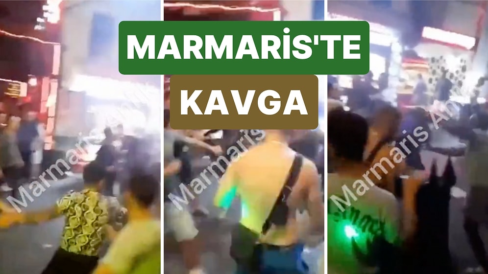 Marmaris'te Barlar Sokağında Kavga Eden İki Grup Birbirlerine Masa ve Sandalyelerle Saldırdı