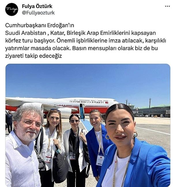 Cumhurbaşkanı Recep Tayyip Erdoğan’ın Körfez turunu izleyen gazeteciler arasında yer alan başarılı gazeteci Fulya Öztürk'ün yaptığı Umre paylaşımı gündem olmuştu.