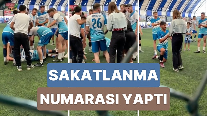 Sevgilisine Halı Sahada Yaratıcı Bir Şekilde Evlilik Teklifi Yapan Genç