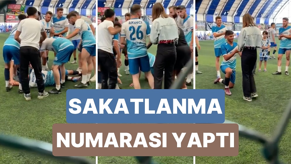 Sevgilisine Halı Sahada Yaratıcı Bir Şekilde Evlilik Teklifi Yapan Genç