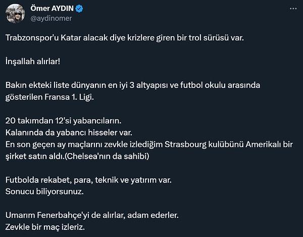 Trabzonspor'un satılmasına yönelik birçok da yorum yapıldı.