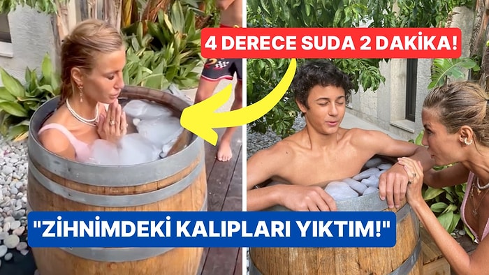 Soğuk Korkusunu Yenebilmek İçin Kampa Katılan Çağla Şıkel, Buz Dolu Fıçıda 2 Dakikadan Fazla Bekledi!