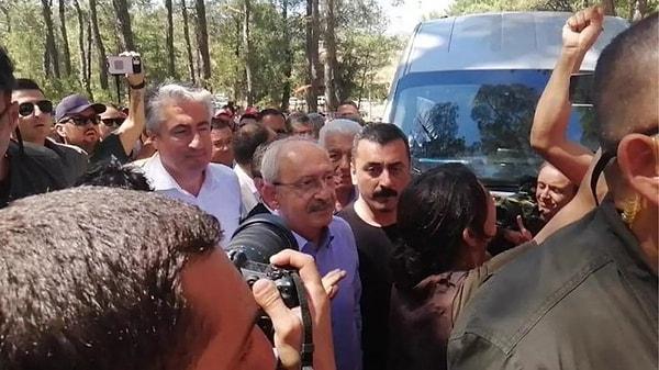 CHP lideri Kemal Kılıçdaroğlu, jandarma korumasında kesilen ağaçlara tepki göstermek için bölgeye gitti.
