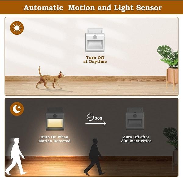 9. Güvenli ve enerji tasarruflu hareket sensörlü gece lambası.