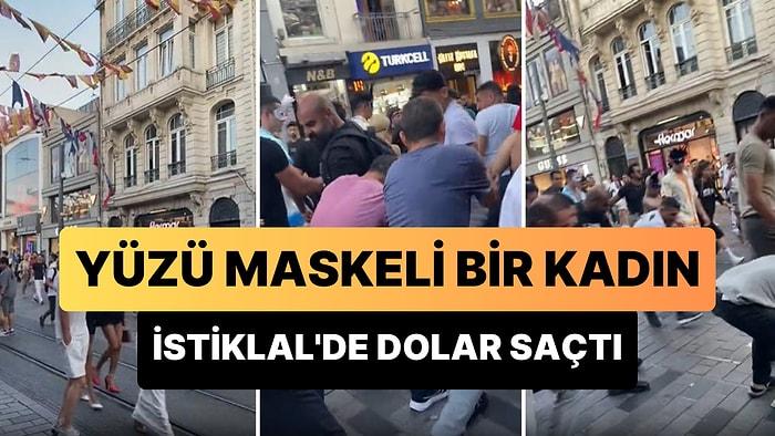 İstiklal Caddesi'nde Yüzü Maskeli Kadın Havaya Dolar Saçtı: Dolarları Almak İsteyenler Birbirleriyle Kapıştı